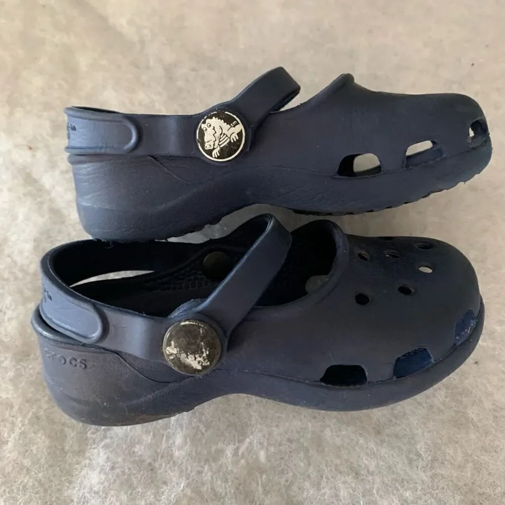 Crocs Size Infant 6-7 Blue Mary Jane Slingback Blue Casual Sandals Clogs